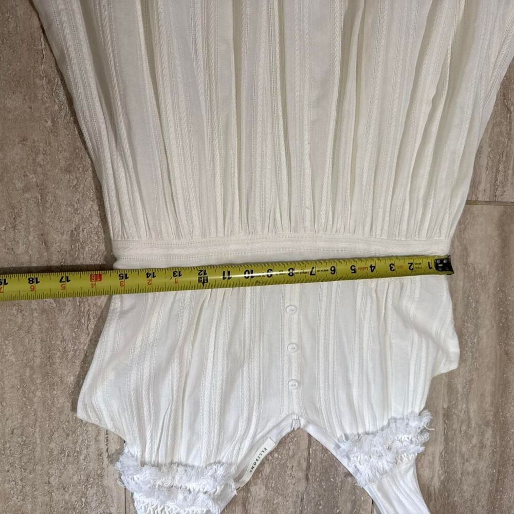 Ellison Sz L White Cotton Sleeveless Tiered VNeck Boho Maxi Dress fairy angelic - Picture 4 of 8